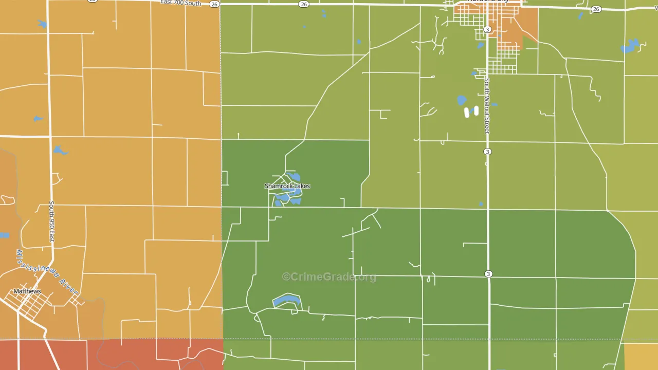 Shamrock Lakes, IN Map of Drug-Related Crime Rates