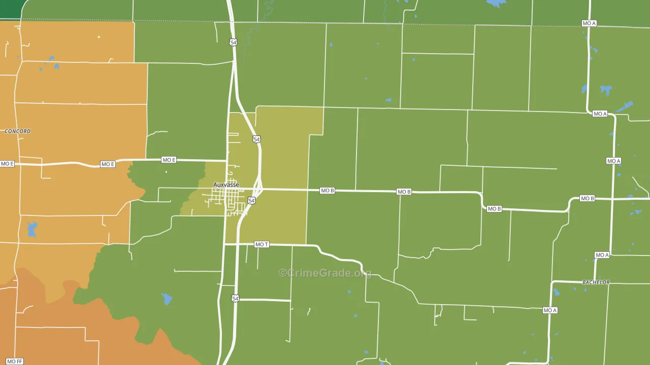 Shamrock, MO Map of Drug-Related Crime Rates