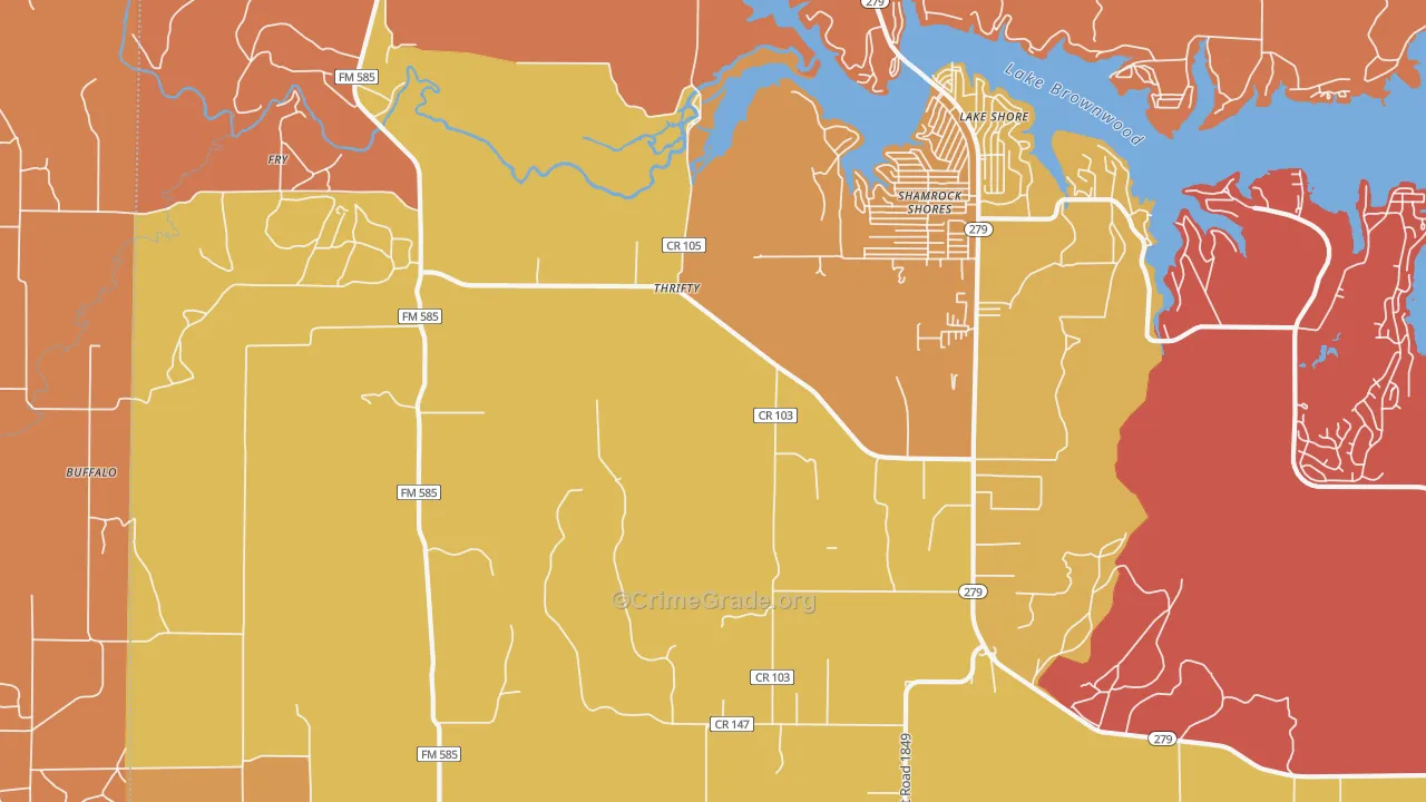 Shamrock Shores, TX Map of Drug-Related Crime Rates