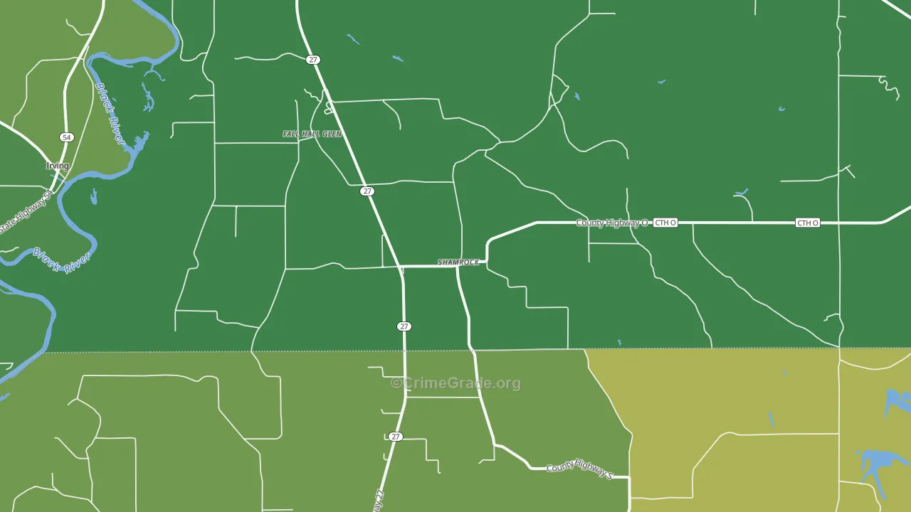 Shamrock, WI Map of Drug-Related Crime Rates