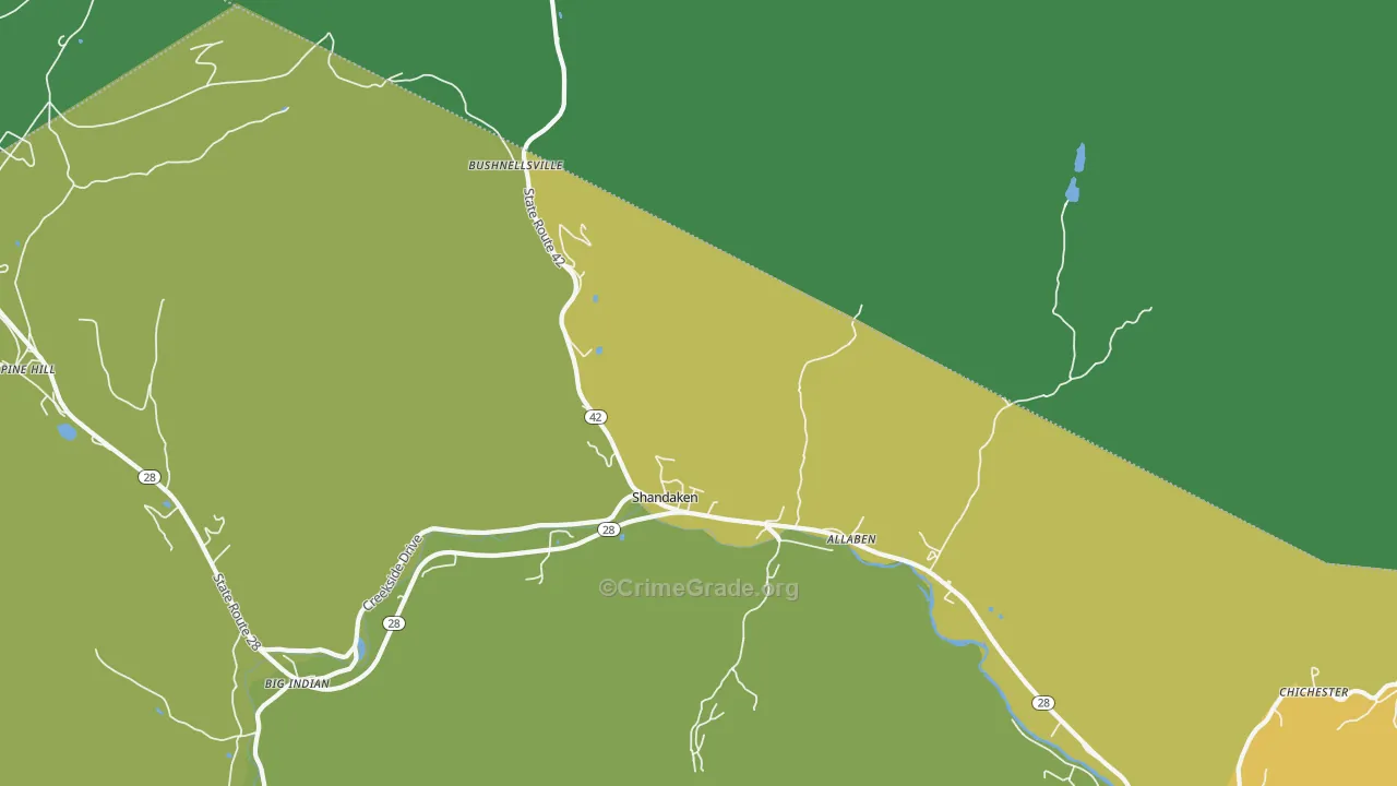Shandaken, NY Map of Drug-Related Crime Rates