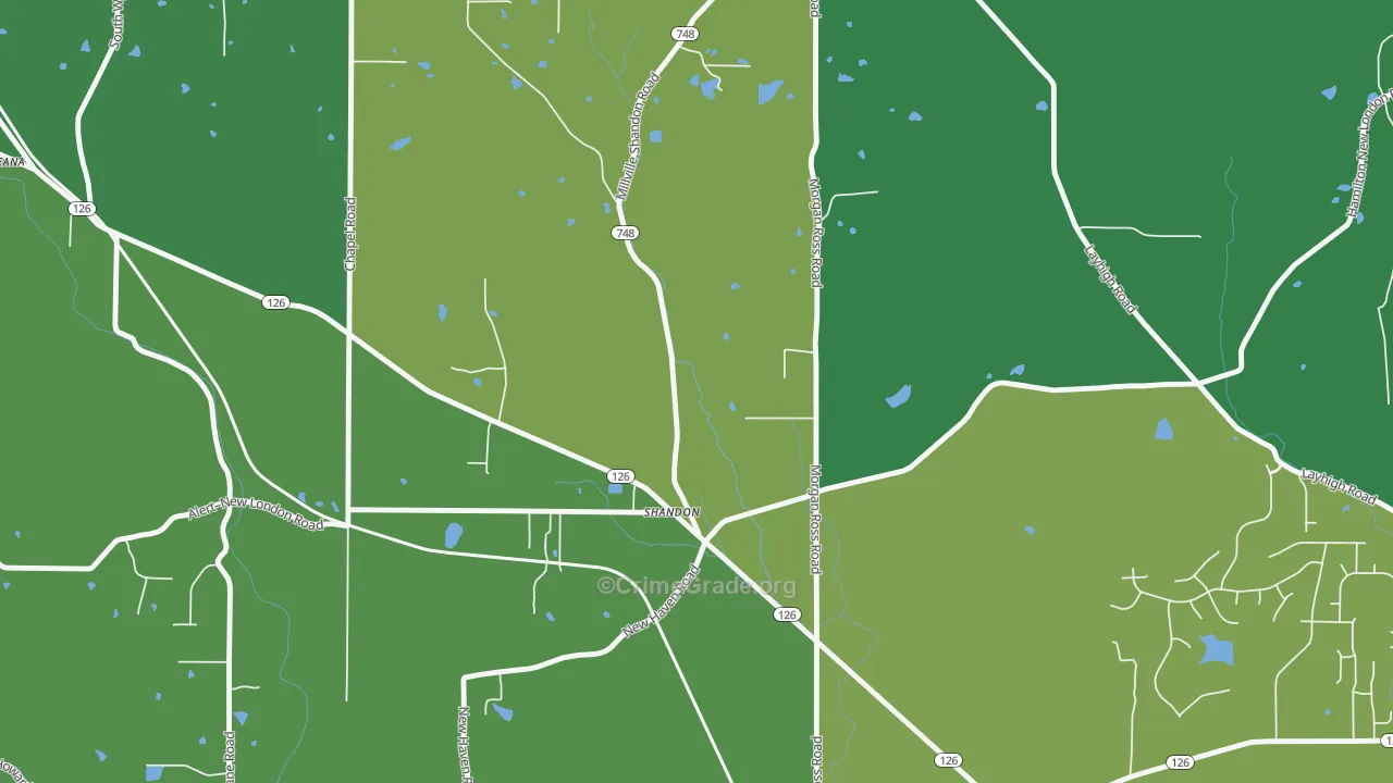 Shandon, OH Map of Drug-Related Crime Rates