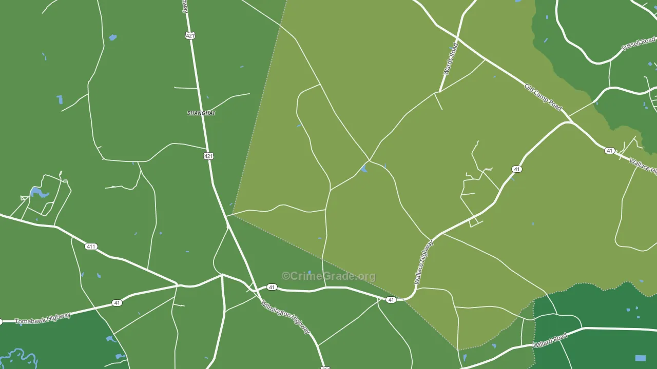 Shanghai, NC Map of Drug-Related Crime Rates