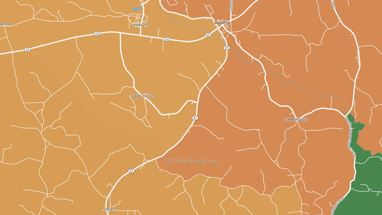Shanklerville, TX Map of Drug-Related Crime Rates