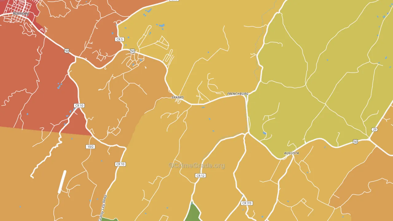 Shanks, WV Map of Drug-Related Crime Rates