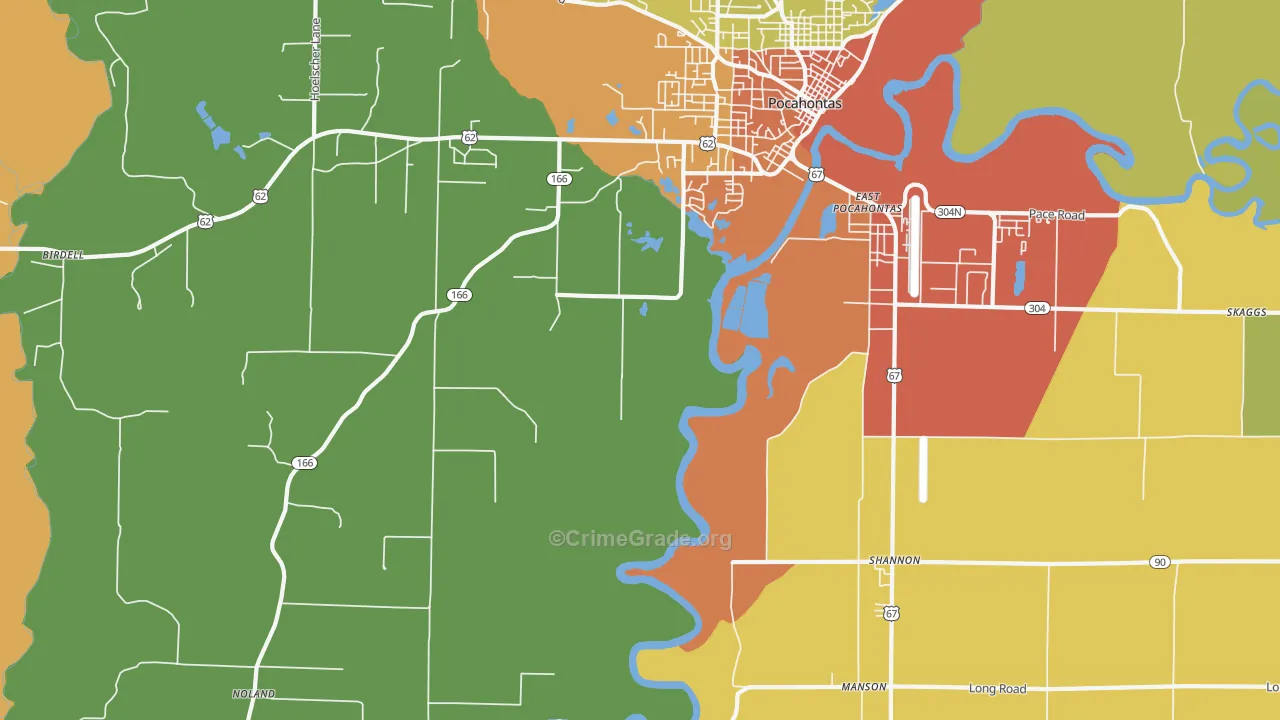 Shannon, AR Map of Drug-Related Crime Rates