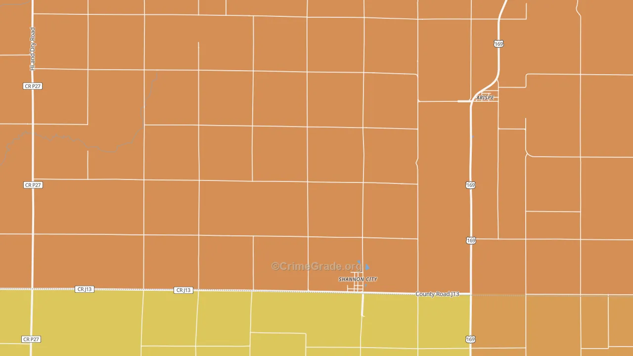 Shannon City, IA Map of Drug-Related Crime Rates