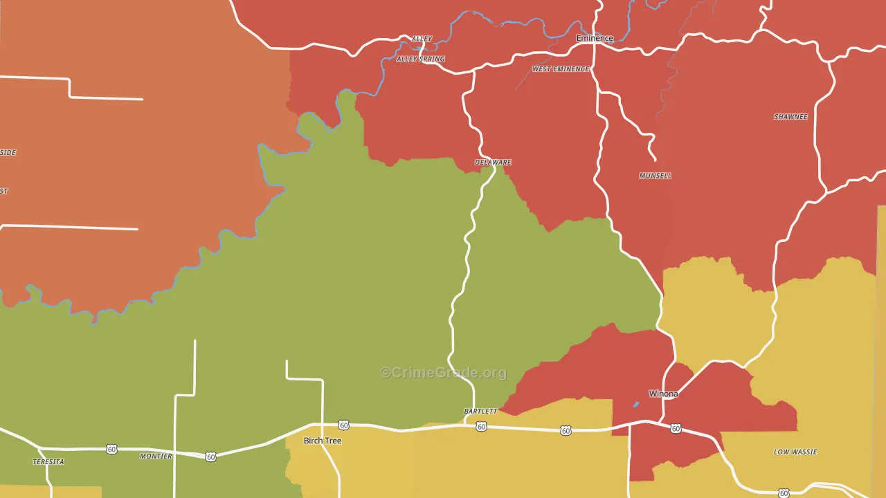 Shannon County, MO Map of Drug-Related Crime Rates