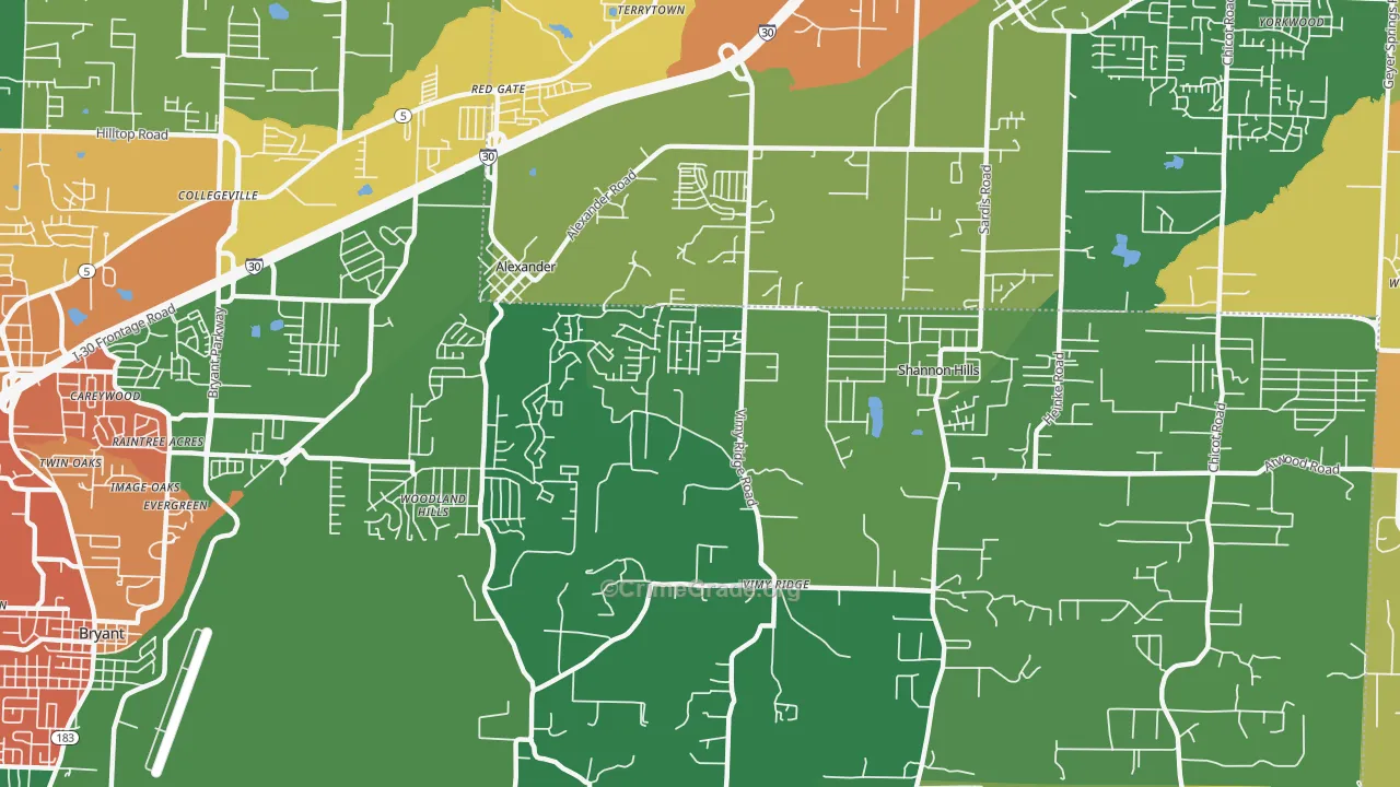 Shannon Hills, AR Map of Drug-Related Crime Rates