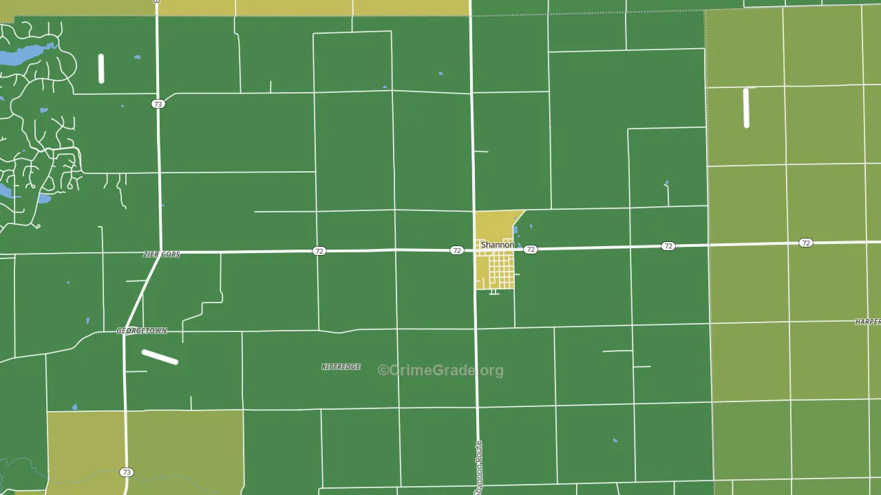 Shannon, IL Map of Drug-Related Crime Rates