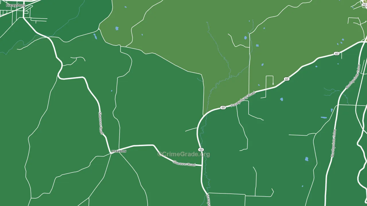 Shannon, OH Map of Drug-Related Crime Rates