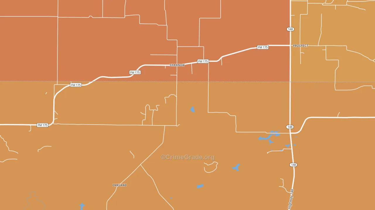 Shannon, TX Map of Drug-Related Crime Rates