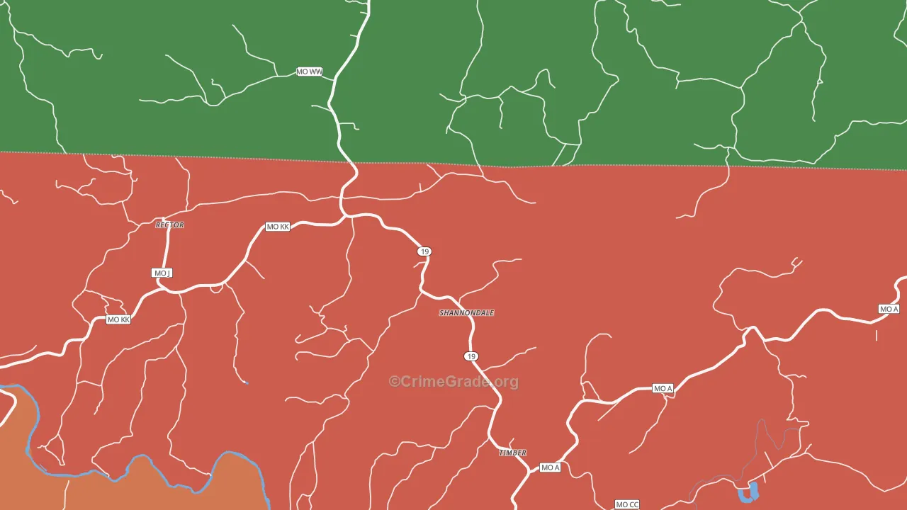 Shannondale, MO Map of Drug-Related Crime Rates
