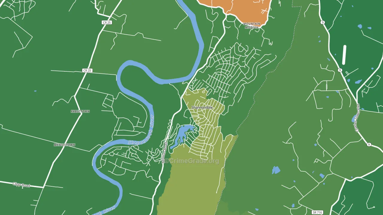 Shannondale, WV Map of Drug-Related Crime Rates