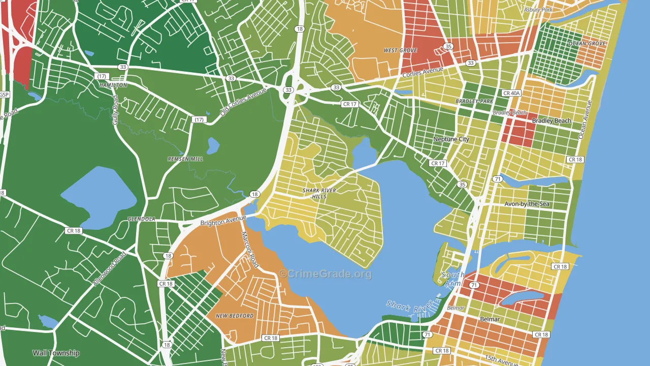 Shark River Hills, NJ Map of Drug-Related Crime Rates