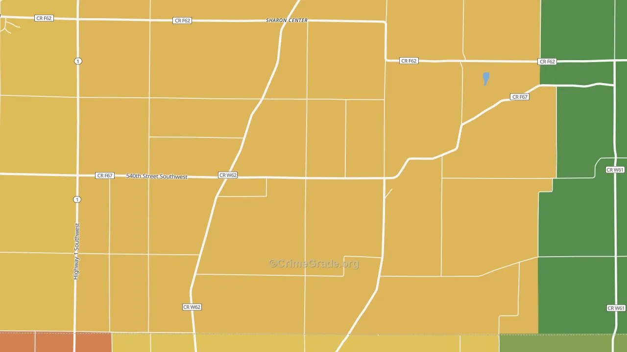 Sharon Center, IA Map of Drug-Related Crime Rates