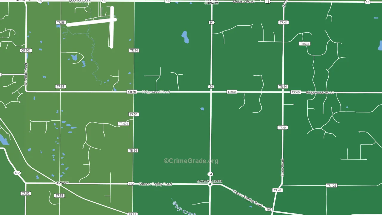 Sharon Center, OH Map of Drug-Related Crime Rates