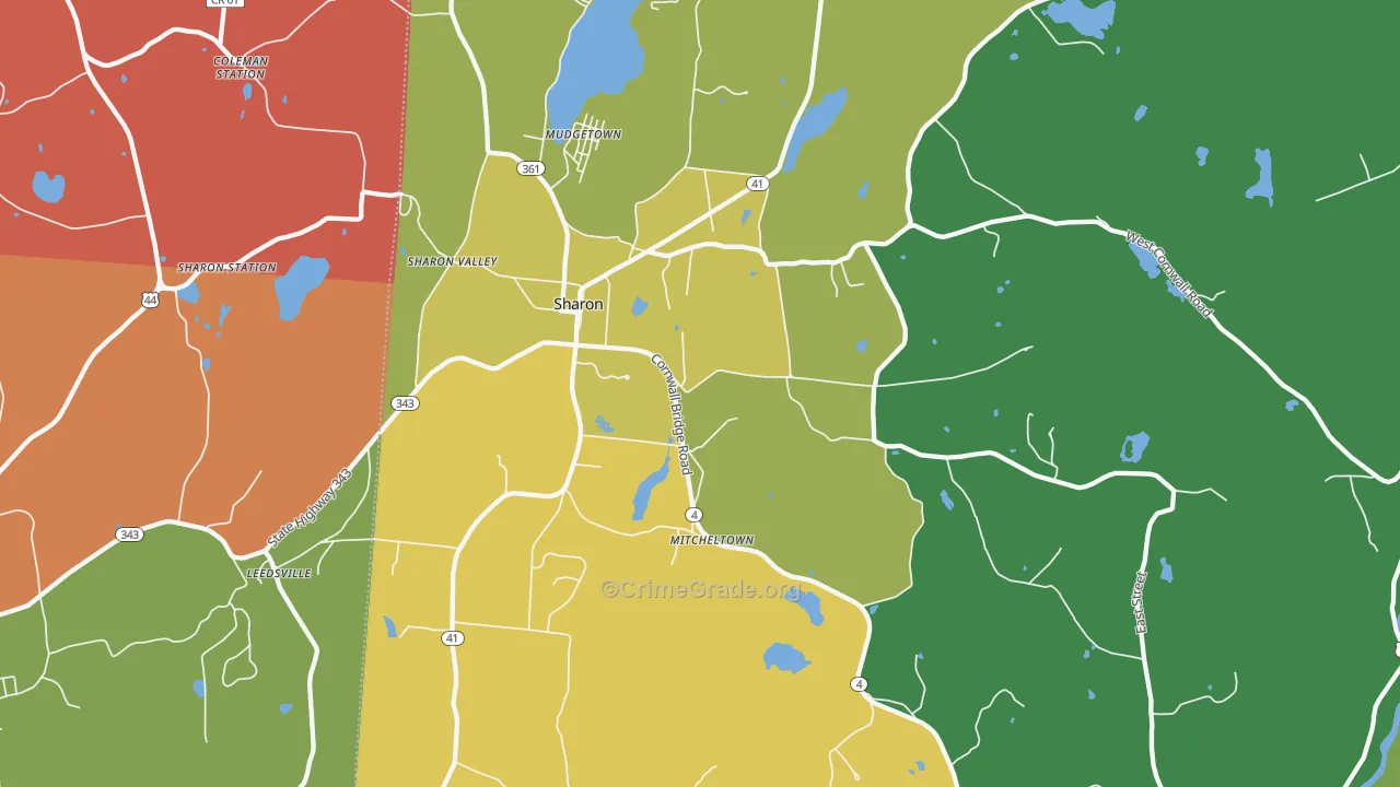 Sharon, CT Map of Drug-Related Crime Rates