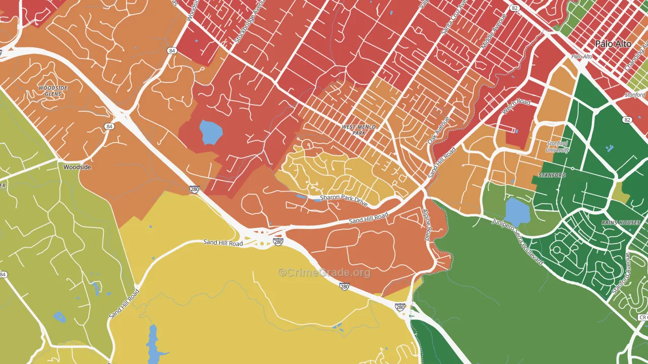 Sharon Heights, Menlo Park, CA Map of Drug-Related Crime Rates