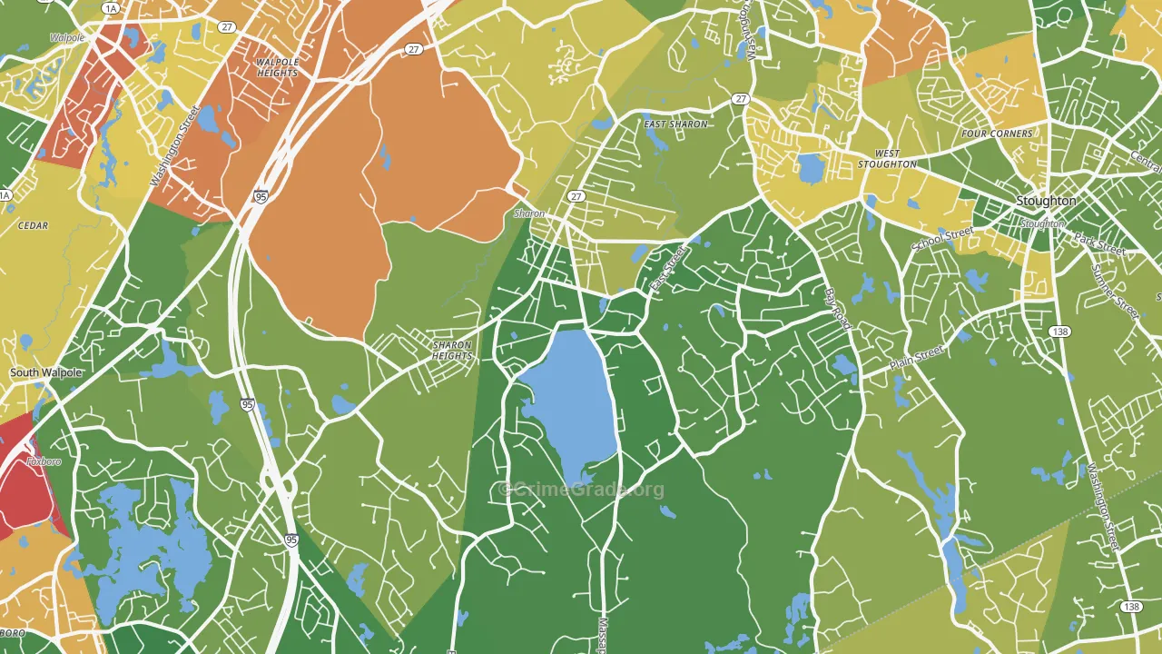 Sharon, MA Map of Drug-Related Crime Rates