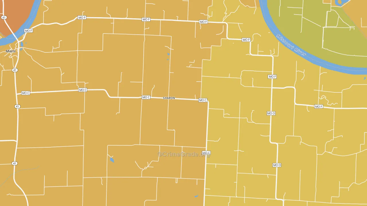 Sharon, MO Map of Drug-Related Crime Rates