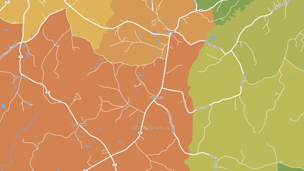 Sharon, SC Map of Drug-Related Crime Rates