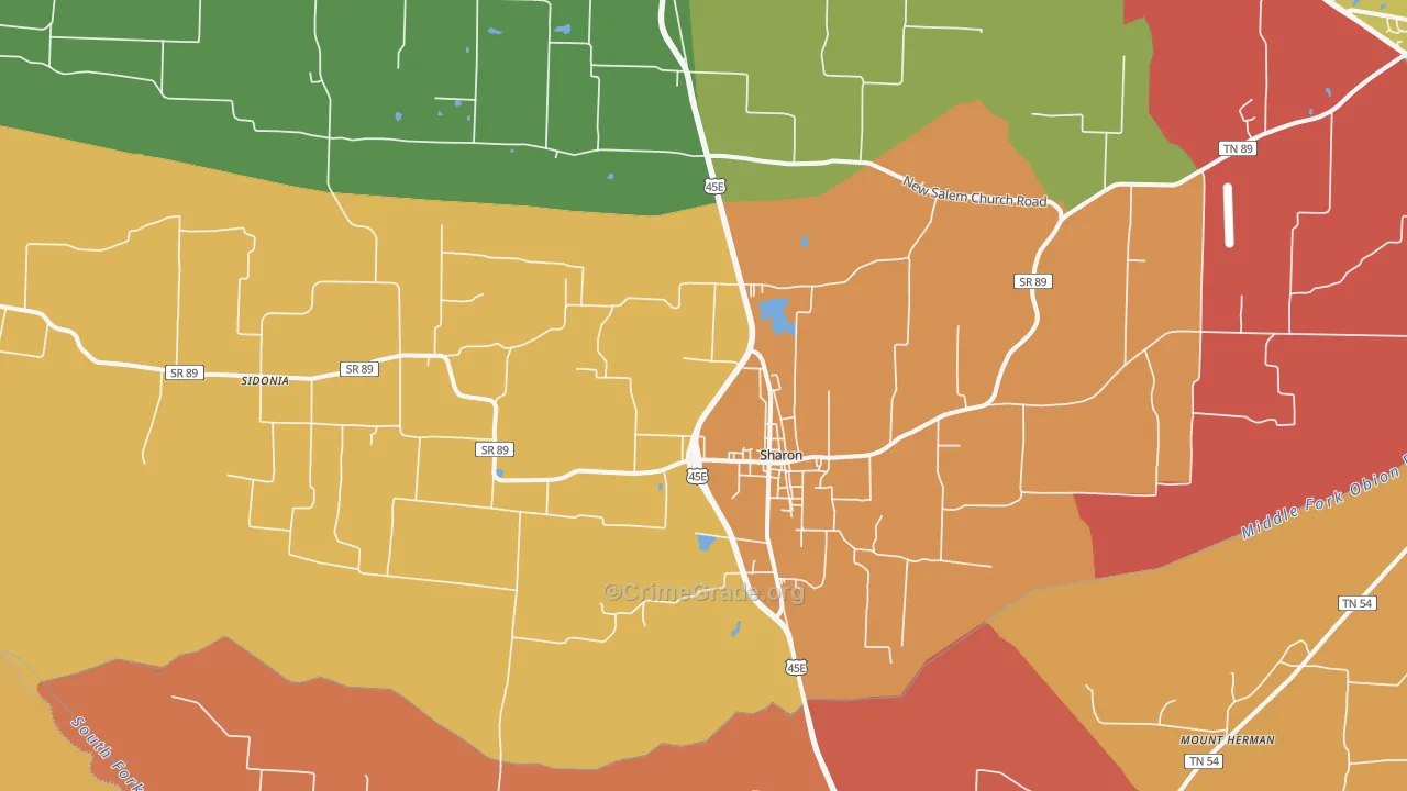 Sharon, TN Map of Drug-Related Crime Rates