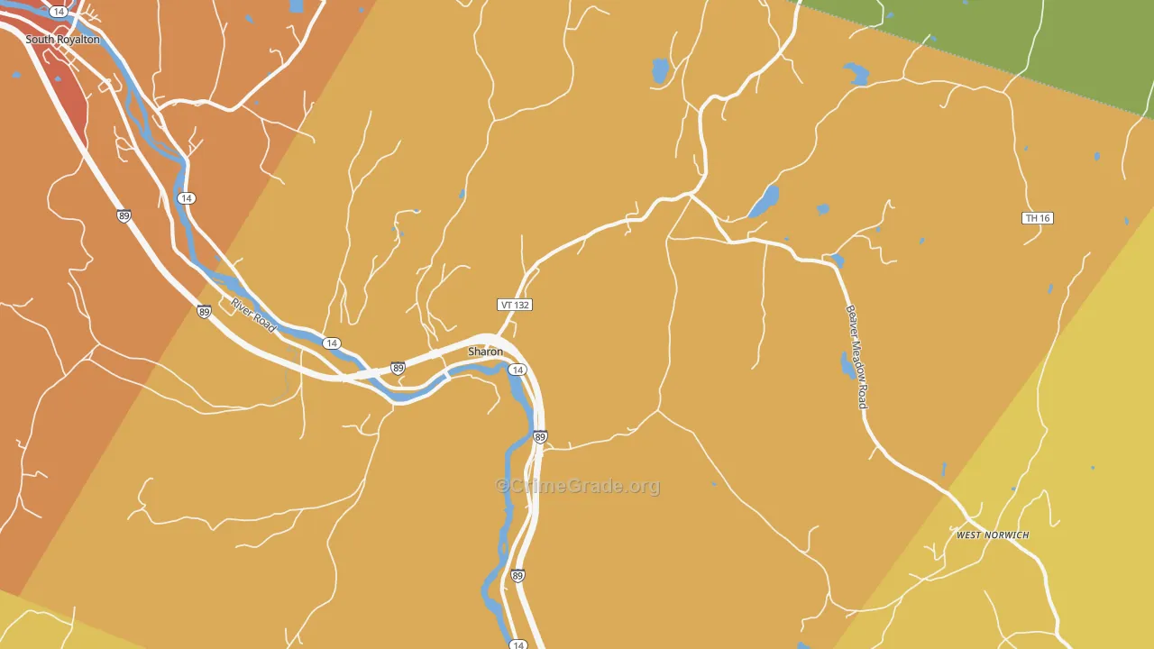 Sharon, VT Map of Drug-Related Crime Rates