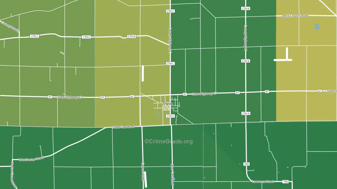 Sharon, WI Map of Drug-Related Crime Rates