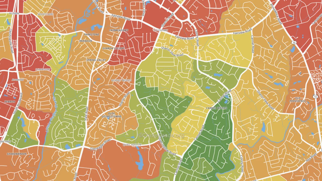 Sharon Woods, Charlotte, NC Map of Drug-Related Crime Rates
