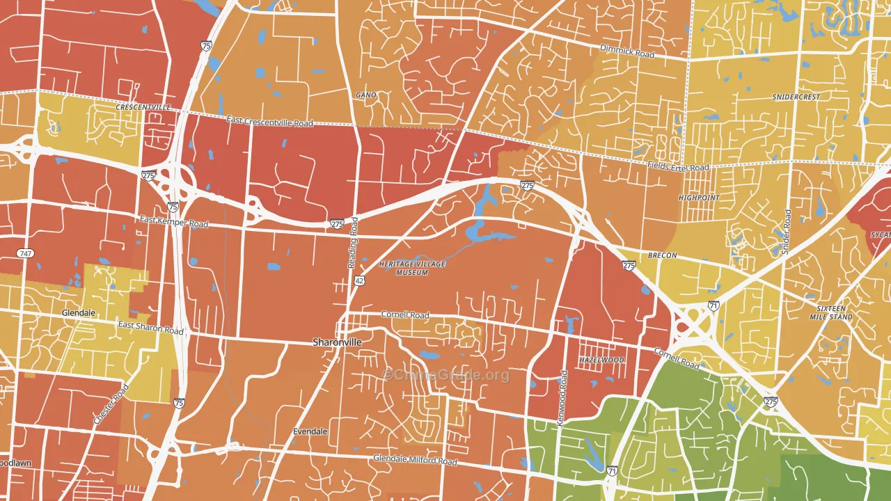 Sharonville, OH Map of Drug-Related Crime Rates
