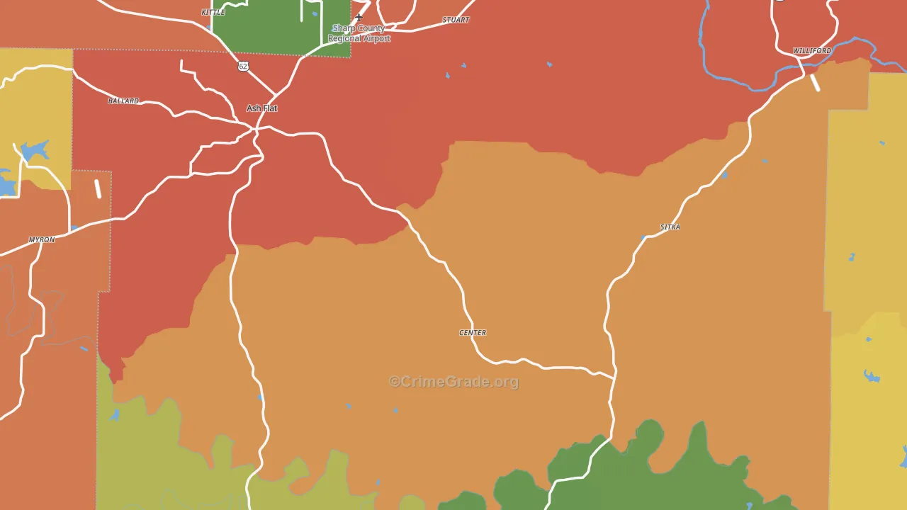 Sharp County, AR Map of Drug-Related Crime Rates