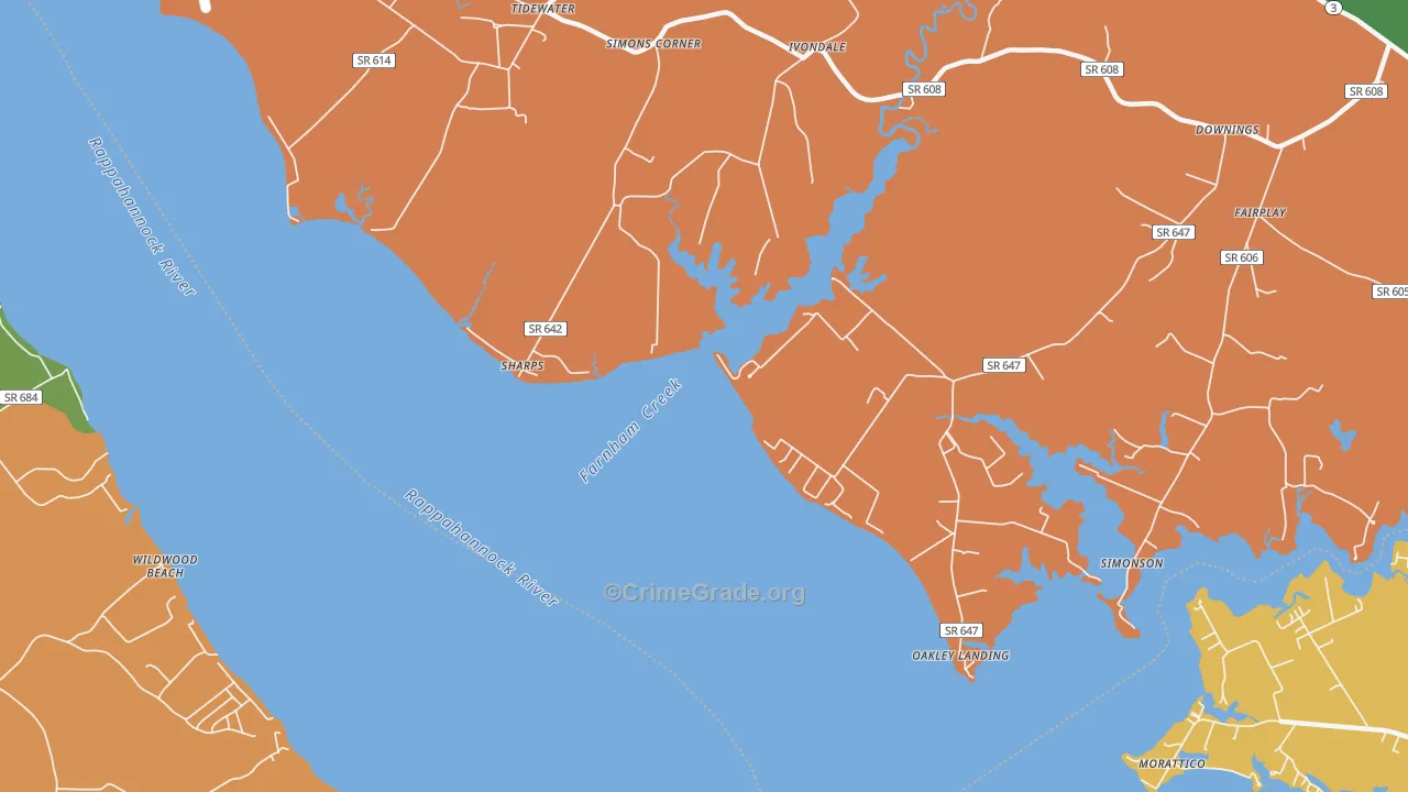 Sharps, VA Map of Drug-Related Crime Rates