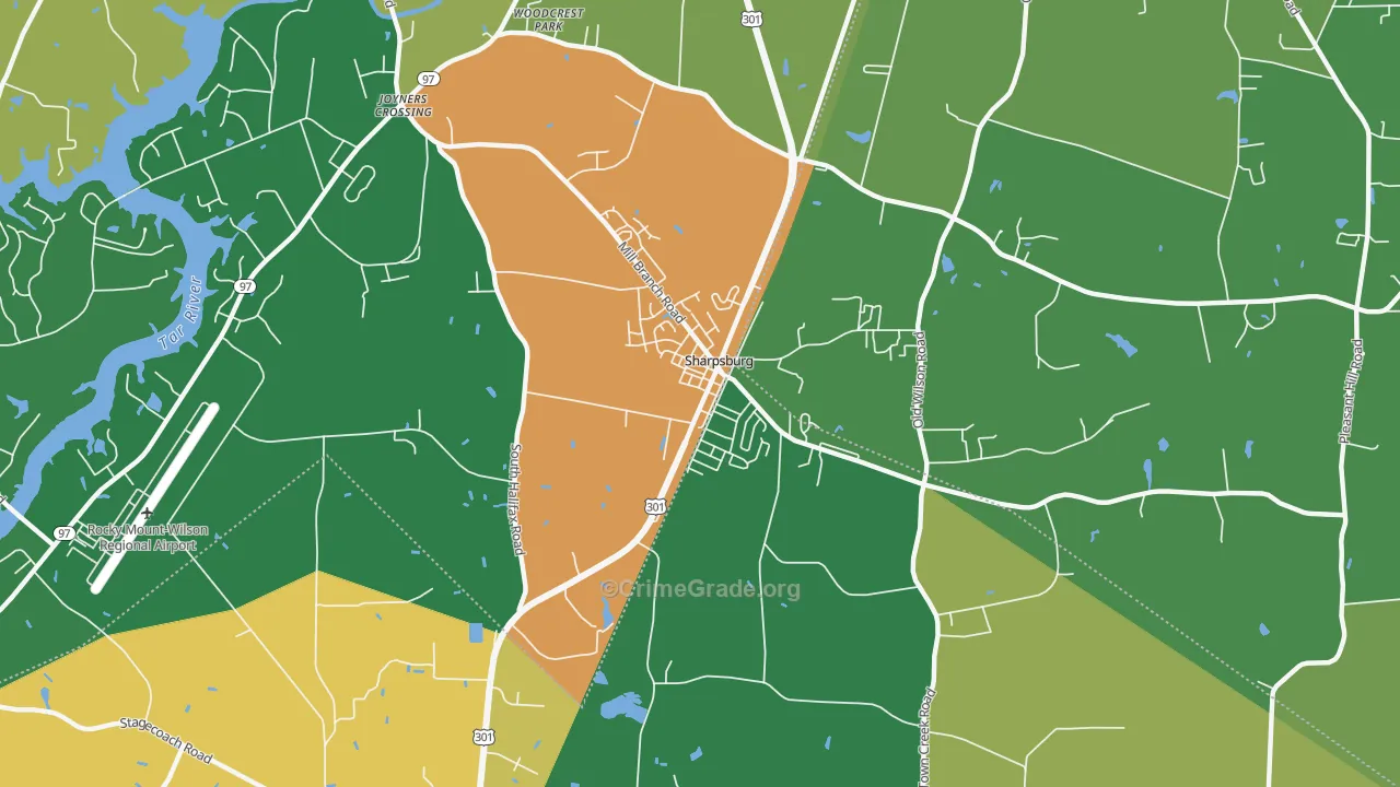 Sharpsburg, NC Map of Drug-Related Crime Rates