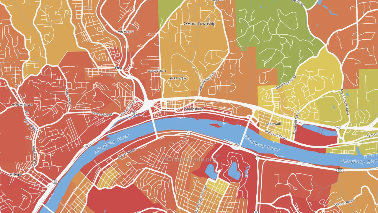 Sharpsburg, PA Map of Drug-Related Crime Rates