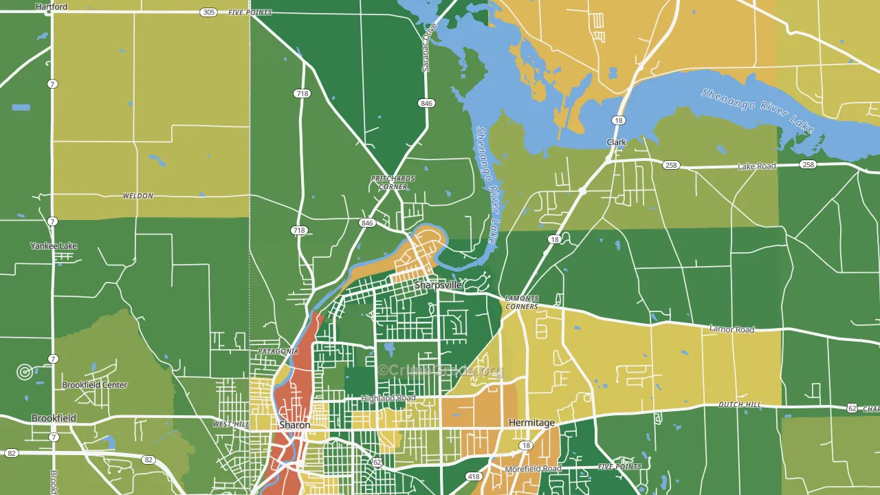 Sharpsville, PA Map of Drug-Related Crime Rates