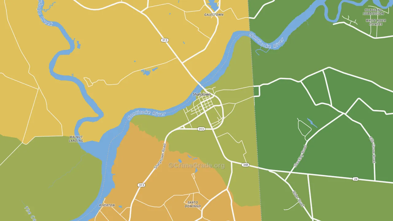 Sharptown, MD Map of Drug-Related Crime Rates
