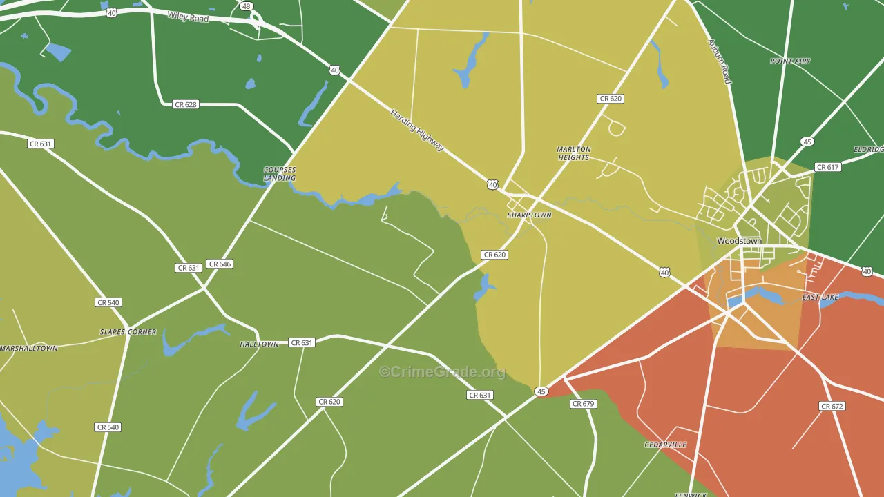 Sharptown, NJ Map of Drug-Related Crime Rates