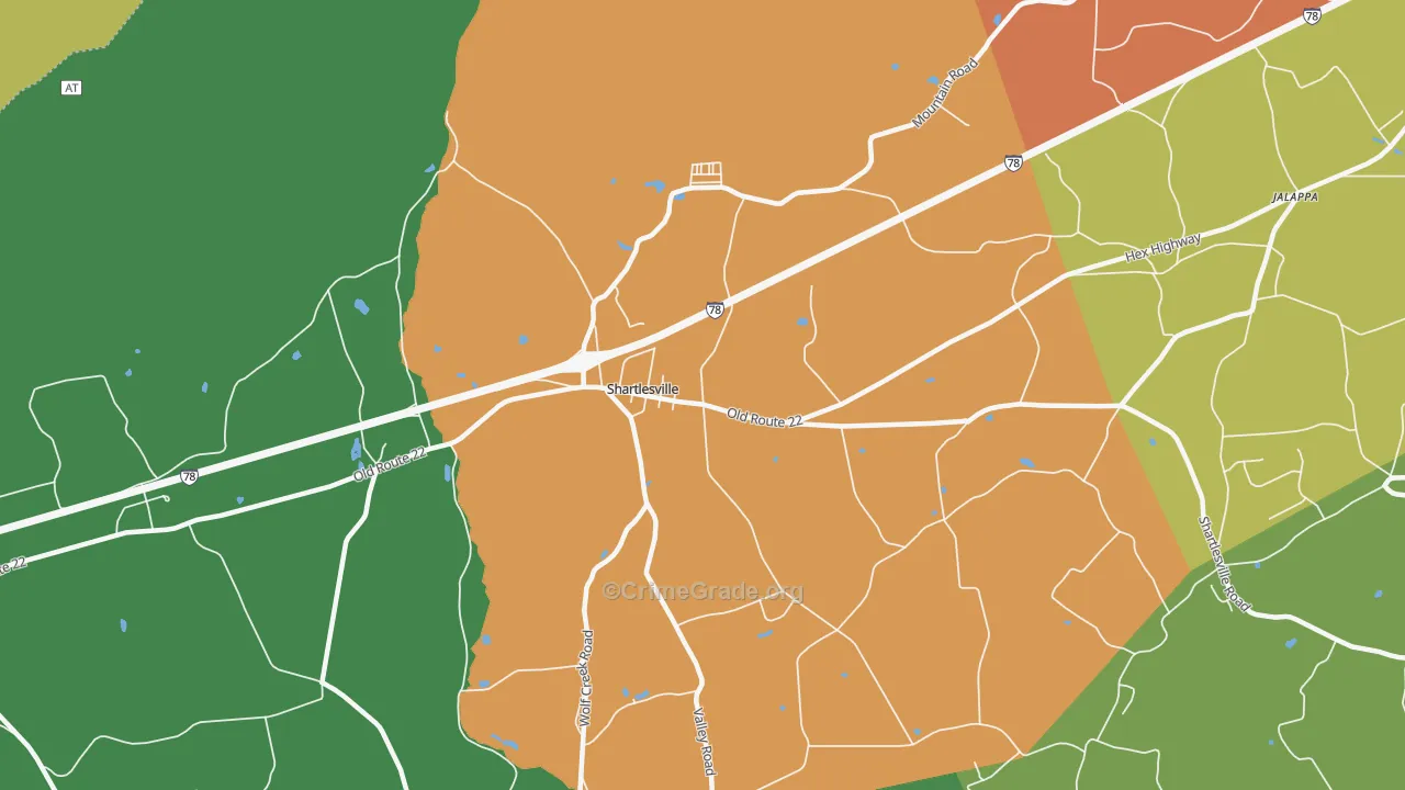 Shartlesville, PA Map of Drug-Related Crime Rates