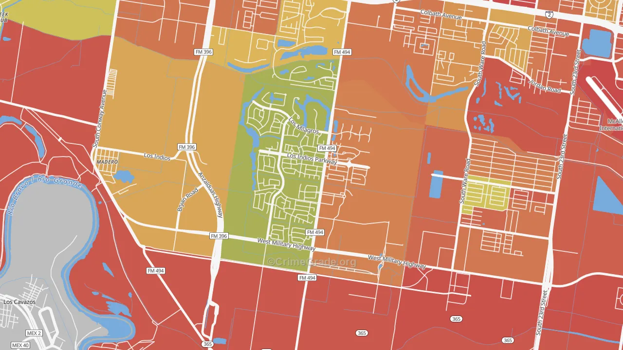 Sharyland Plantation, Mission, TX Map of Drug-Related Crime Rates