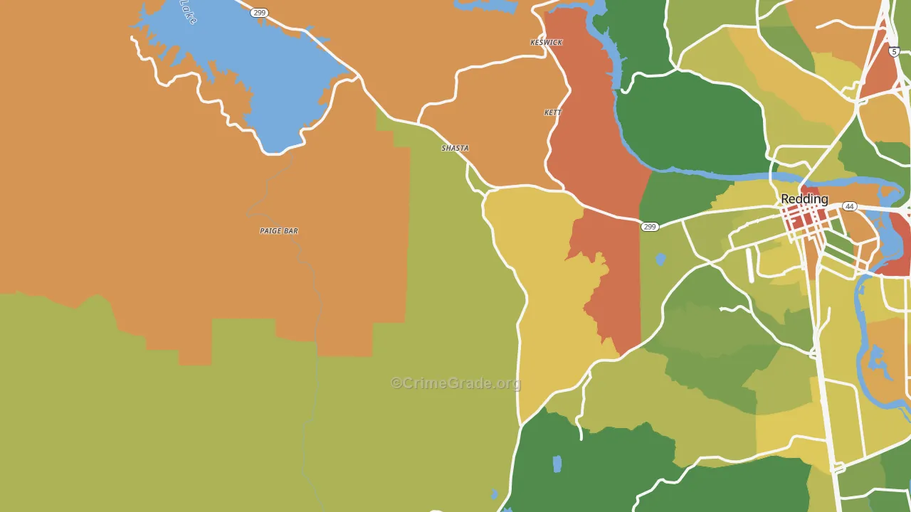 Shasta, CA Map of Drug-Related Crime Rates