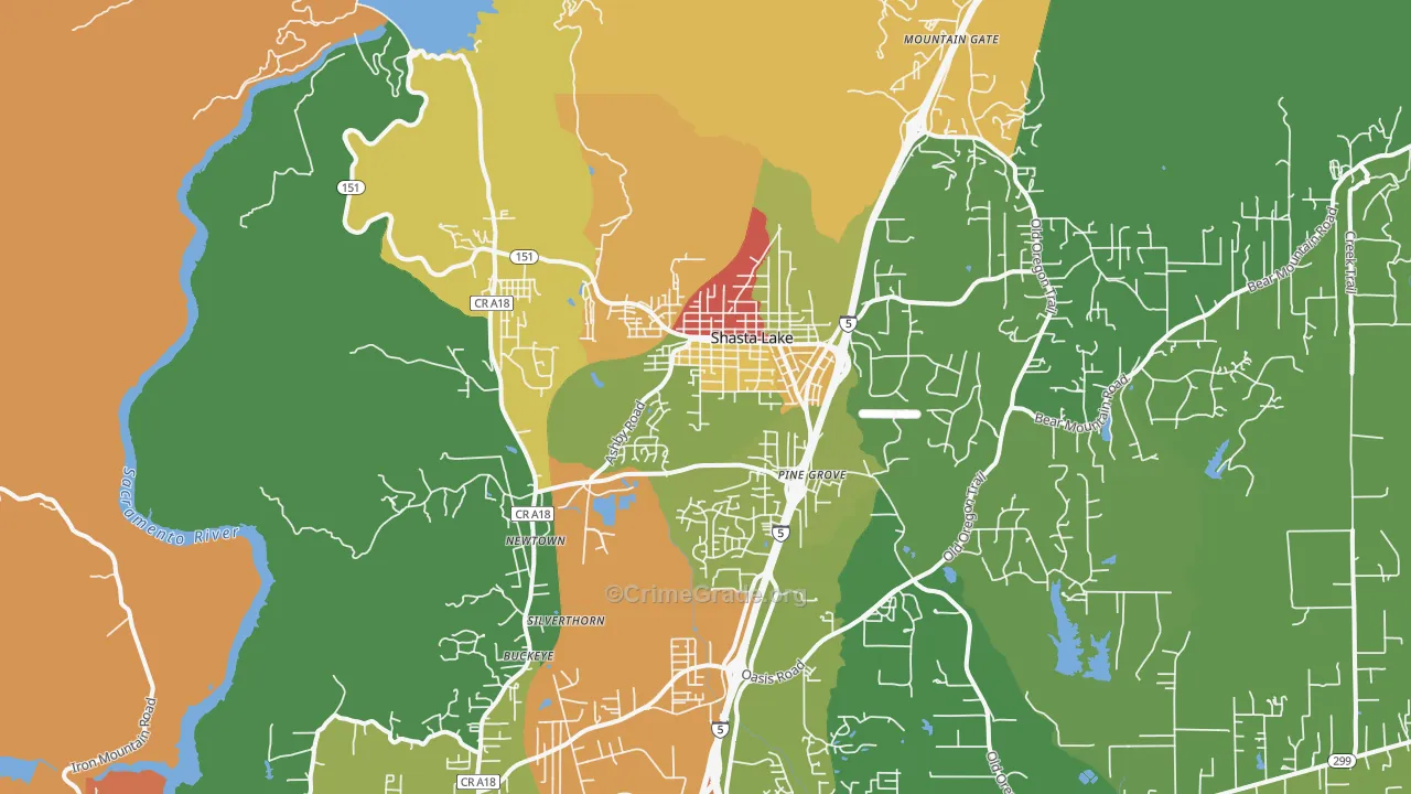 Shasta Lake, CA Map of Drug-Related Crime Rates