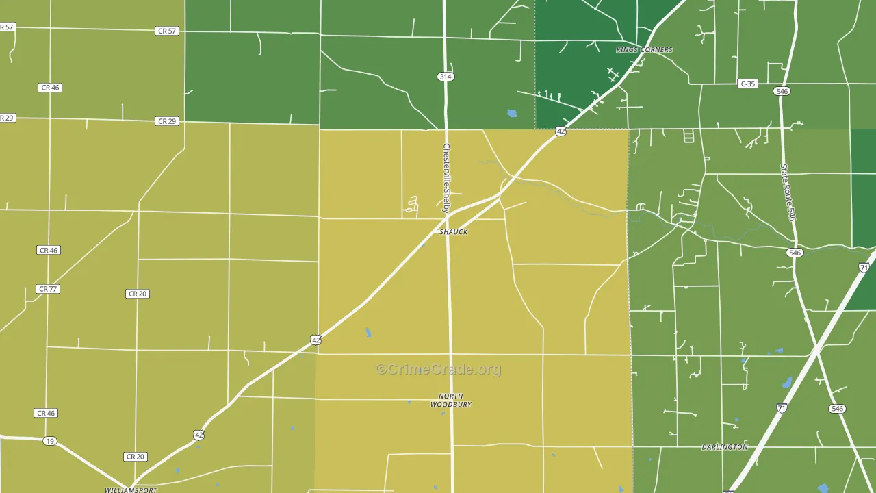 Shauck, OH Map of Drug-Related Crime Rates