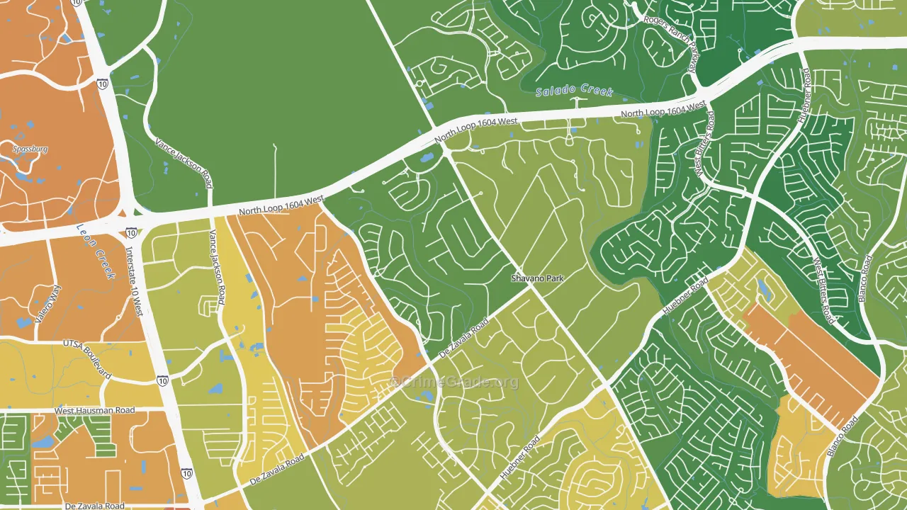 Shavano Park, TX Map of Drug-Related Crime Rates