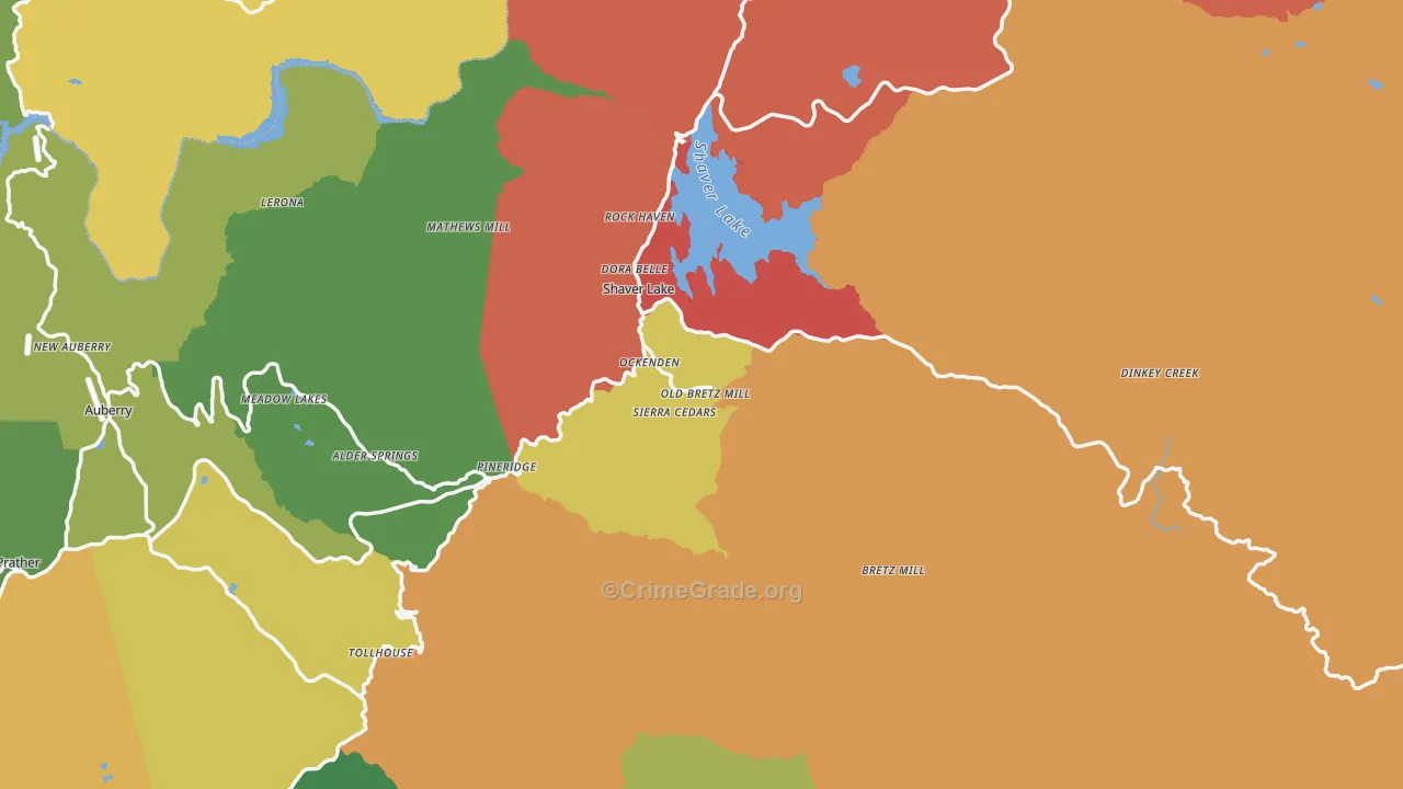 Shaver Lake, CA Map of Drug-Related Crime Rates