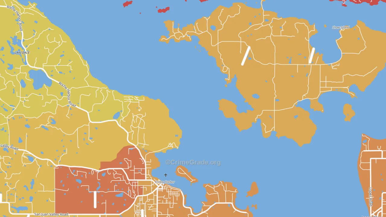 Shaw Island, WA Map of Drug-Related Crime Rates