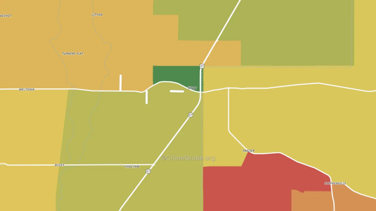 Shaw, MS Map of Drug-Related Crime Rates