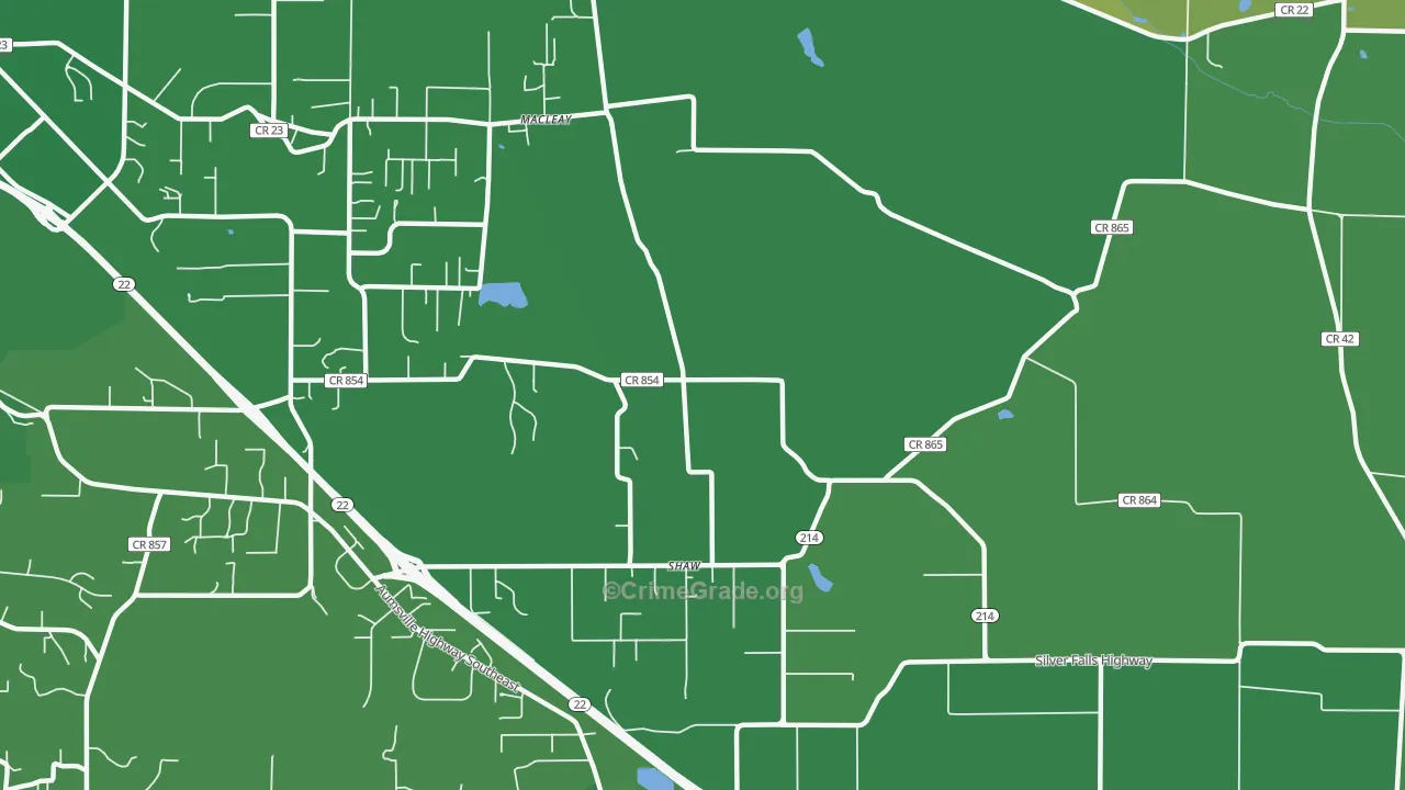 Shaw, OR Map of Drug-Related Crime Rates