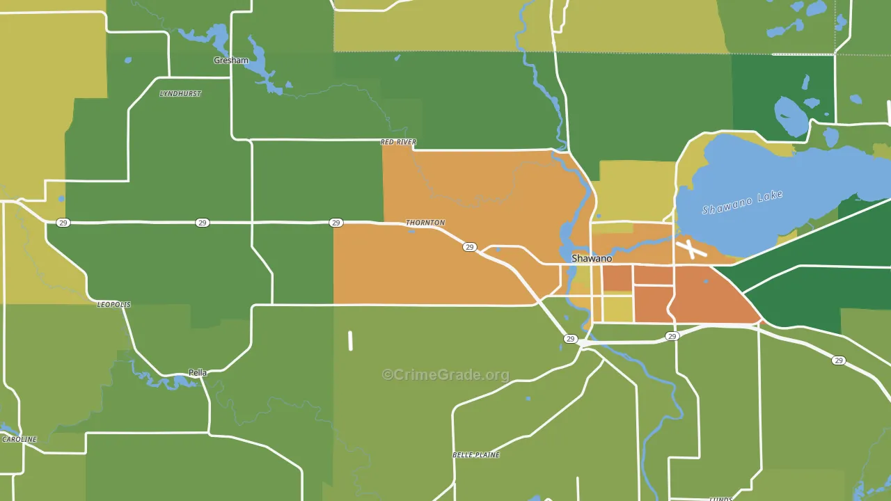 Shawano County, WI Map of Drug-Related Crime Rates