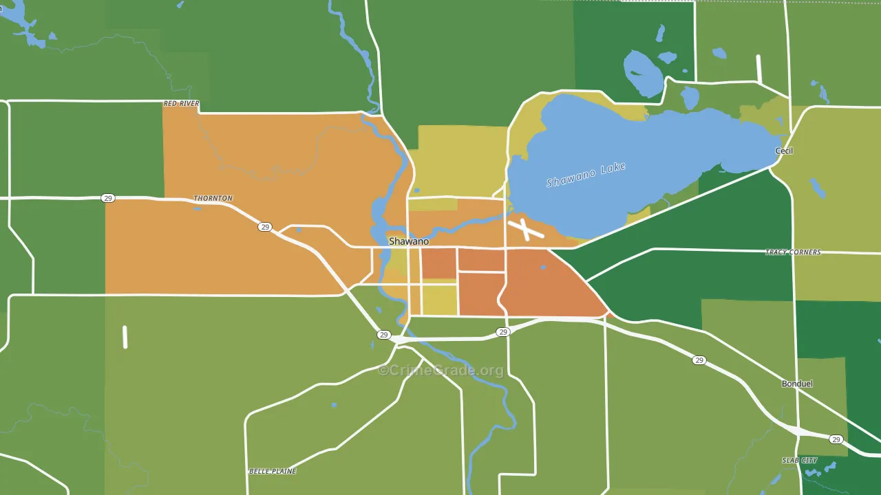 Shawano, WI Map of Drug-Related Crime Rates